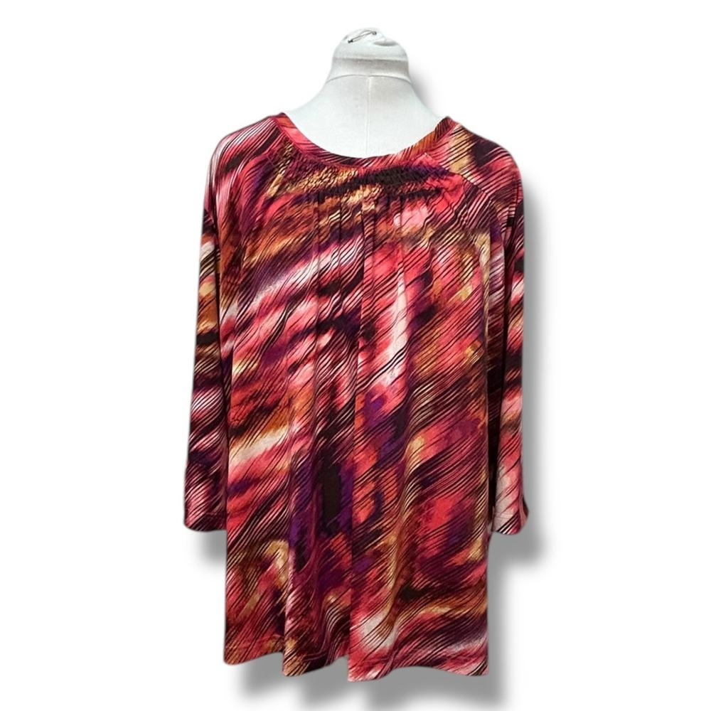 Nikki Women’s 3/4 Sleeve Scoop Neck Multicolor Tunic  Style# 4TA7W, size 3X
